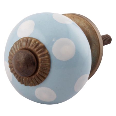 Turquoise Polka Dot Small Ceramic Dresser Knobs 